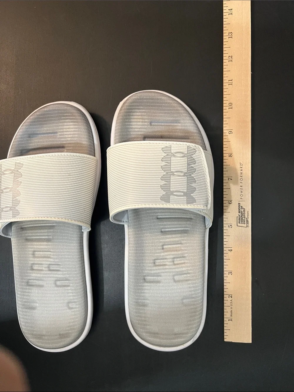 Under Armour White and Gray Slide Sandals M8/W9.5